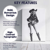 Black White Western Cowgirl Fashion Doll Portrait Canvas Wall Art Print Decor Picture Ready to Hang
