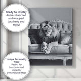 Luxury Lion Wearing Sunglasses Monochrome Animal Portrait Canvas Wall Art Print Decor Picture Ready to Hang