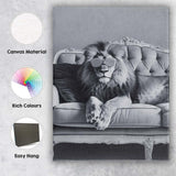 Luxury Lion Wearing Sunglasses Monochrome Animal Portrait Canvas Wall Art Print Decor Picture Ready to Hang