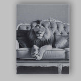 Luxury Lion Wearing Sunglasses Monochrome Animal Portrait Canvas Wall Art Print Decor Picture Ready to Hang
