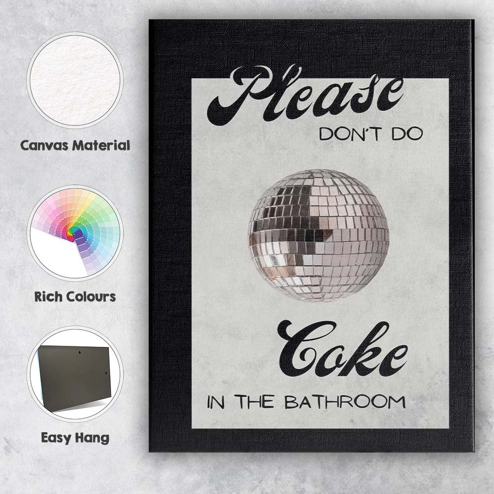 Funny Please Dont Do Coke In The Bathroom Disco Ball Quote Canvas Wall Art Print Decor Picture Ready to Hang