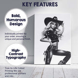 Black White Western Cowgirl Fashion Doll Portrait Canvas Wall Art Print Decor Picture Ready to Hang