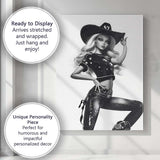 Black White Western Cowgirl Fashion Doll Portrait Canvas Wall Art Print Decor Picture Ready to Hang