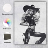 Black White Western Cowgirl Fashion Doll Portrait Canvas Wall Art Print Decor Picture Ready to Hang
