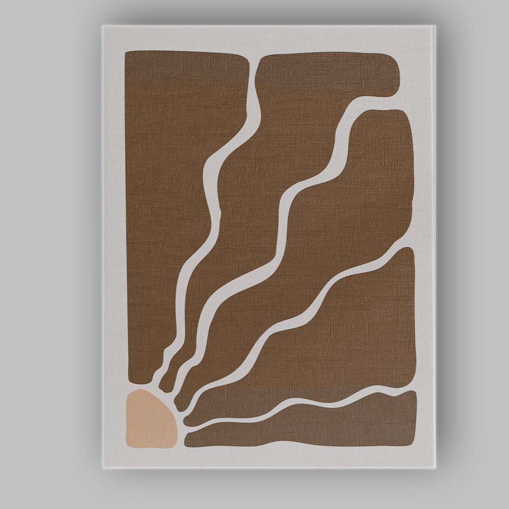 Abstract Brown Organic Wavy Shapes Minimalist Modern Canvas Wall Art Print Decor Picture Ready to Hang