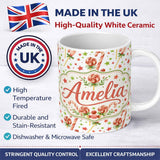 Personalized Custom Name Cute Candy Cane Lollipop Sweet Christmas Seamless Pattern Lovely 11oz Ceramic Coffee Tea Mug White Large Handle