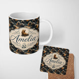 Personalized Custom Name Warm Brown Seals in Water Realistic Animal Seamless Pattern Lovely 11oz Ceramic Coffee Tea Mug White Large Handle