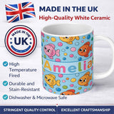 Personalized Custom Name Cute Colorful Fish Bubbles Underwater Kawaii Seamless Pattern Lovely 11oz Ceramic Coffee Tea Mug White Large Handle