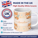 Personalized Custom Name Cute Fairy Fox Cartoon Animal Pattern Cute Unique Gift Lovely 11oz Ceramic Coffee Tea Mug White Large Handle
