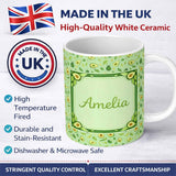 Personalized Custom Name Minimal Avocado Green Aesthetic Pattern Stylish Everyday Mug Lovely 11oz Ceramic Coffee Tea Mug White Large Handle