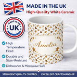 Personalized Custom Name Gingerbread Christmas Cookies Pattern White Background Seamless 11oz Ceramic Coffee Tea Mug White Large Handle