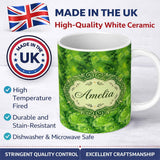 Personalized Custom Name Watercolor Lime Citrus Slice Fresh Seamless Pattern Cute Unique Gift 11oz Ceramic Coffee Tea Mug White Large Handle