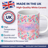 Personalized Custom Name Pastel Ink Flow Pink Purple Blue Abstract Pattern Cute Unique Gift 11oz Ceramic Coffee Tea Mug White Large Handle