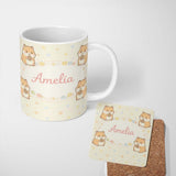 Personalized Custom Name Cute Hamster Cartoon Animal Pattern Perfect Gift for Her Lovely 11oz Ceramic Coffee Tea Mug White Large Handle