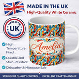 Personalized Custom Name Abstract Graffiti Brush Stroke Seamless Pattern Bold Urban Artistic 11oz Ceramic Coffee Tea Mug White Large Handle