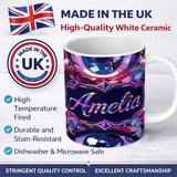 Personalized Custom Name Colorful Geometric Eye Mosaic Seamless Pattern Modern Abstract 11oz Ceramic Coffee Tea Mug White Large Handle