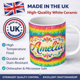 Personalized Custom Name Layered Rainbow Feather Brush Texture Seamless Pattern Lovely 11oz Ceramic Coffee Tea Mug White Large Handle