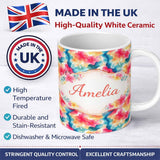Personalized Custom Name Watercolour Blend Abstract Flow Soft Pink Yellow Blue Pattern Lovely 11oz Ceramic Coffee Tea Mug White Large Handle