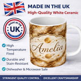 Personalized Custom Name White Gold Marble Texture Seamless Pattern Luxury Stone Lovely 11oz Ceramic Coffee Tea Mug White Large Handle