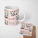 Personalized Custom Name Cute Panda Unicorn Cartoon Animal Pattern Beautiful Coffee Cup 11oz Ceramic Coffee Tea Mug White Large Handle