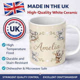 Personalized Custom Name Cute Baby Koala Bears with Stars on Soft Beige Background Seamless 11oz Ceramic Coffee Tea Mug White Large Handle