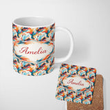 Personalized Custom Name Modern Abstract Face Paint Splash Artistic Portrait Pattern Lovely 11oz Ceramic Coffee Tea Mug White Large Handle