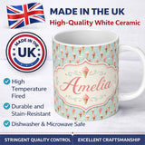 Personalized Custom Name Pastel Ice Cream Cones on Sky Blue with Clouds Cute Sweet Dessert 11oz Ceramic Coffee Tea Mug White Large Handle