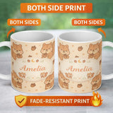 Personalized Custom Name Cute Squirrel Acorn Cartoon Animal Pattern Perfect Gift for Her 11oz Ceramic Coffee Tea Mug White Large Handle