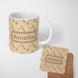 Personalized Custom Name Light Beige Crocodile Texture Pattern Realistic Neutral Design 11oz Ceramic Coffee Tea Mug White Large Handle