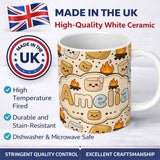 Personalized Custom Name Cute Marshmallows Campfire Smores Sweet Treat Seamless Pattern 11oz Ceramic Coffee Tea Mug White Large Handle