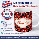 Personalized Custom Name Bright Paint Splash Multicolour Abstract Pattern Cute Unique Gift 11oz Ceramic Coffee Tea Mug White Large Handle