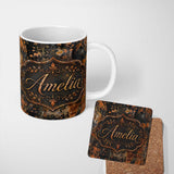 Personalized Custom Name Dark Grunge Rust Texture with Splatter Seamless Pattern Industrial 11oz Ceramic Coffee Tea Mug White Large Handle