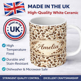 Personalized Custom Name Coffee Beans Colorful Modern Seamless Pattern Stylish Everyday Mug 11oz Ceramic Coffee Tea Mug White Large Handle