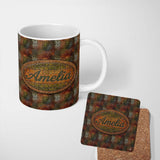 Personalized Custom Name Moss Green Crocodile Texture Pattern Natural Reptile Skin Design 11oz Ceramic Coffee Tea Mug White Large Handle