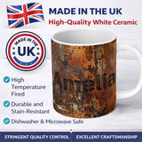 Personalized Custom Name Vintage Rusted Surface Texture Seamless Pattern Weathered Metal 11oz Ceramic Coffee Tea Mug White Large Handle