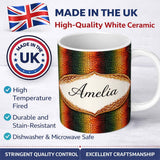 Personalized Custom Name Multicolour Crocodile Texture Pattern Vibrant Abstract Design Lovely 11oz Ceramic Coffee Tea Mug White Large Handle