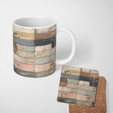 Personalized Custom Name Pastel Painted Wooden Plank Shabby Chic Seamless Pattern Lovely 11oz Ceramic Coffee Tea Mug White Large Handle