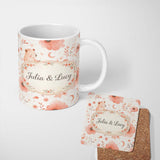 Personalized Custom Name Cute Teddy Bear Floral Nursery Pattern Soft Watercolour Illustration 11oz Ceramic Coffee Tea Mug White Large Handle
