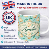 Personalized Custom Name Blue Background Onion Seamless Pattern Fresh Kitchen Garden Style 11oz Ceramic Coffee Tea Mug White Large Handle