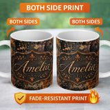 Personalized Custom Name Dark Grunge Rust Texture with Splatter Seamless Pattern Industrial 11oz Ceramic Coffee Tea Mug White Large Handle
