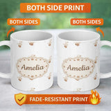 Personalized Custom Name Cute Wooden Duck Toy Seamless Pattern on Soft Neutral Background 11oz Ceramic Coffee Tea Mug White Large Handle