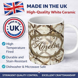 Personalized Custom Name Rustic Distressed Wooden Cross Pattern on Whitewashed Texture Lovely 11oz Ceramic Coffee Tea Mug White Large Handle