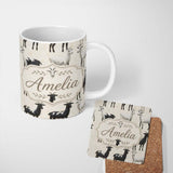 Personalized Custom Name Black and White Farm Goat Rustic Animal Seamless Pattern Lovely 11oz Ceramic Coffee Tea Mug White Large Handle