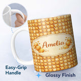 Personalized Custom Name Golden Biscuit Cookie Repeat Seamless Pattern Charming Kitchen Decor 11oz Ceramic Coffee Tea Mug White Large Handle