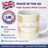 Personalized Custom Name Cute Hamster Cartoon Animal Pattern Perfect Gift for Her Lovely 11oz Ceramic Coffee Tea Mug White Large Handle