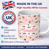 Personalized Custom Name Cute Snowman Gingerbread Candy Winter Seamless Pattern Lovely 11oz Ceramic Coffee Tea Mug White Large Handle