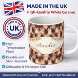 Personalized Custom Name Mixed Color Cute Bunny Crowd Soft Texture Seamless Pattern Lovely 11oz Ceramic Coffee Tea Mug White Large Handle