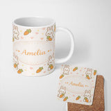 Personalized Custom Name Cute Bunny Carrot Cartoon Animal Pattern Beautiful Coffee Cup Lovely 11oz Ceramic Coffee Tea Mug White Large Handle