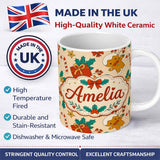 Personalized Custom Name Cute Gingerbread Candy Cane Holly Berry Seamless Pattern Lovely 11oz Ceramic Coffee Tea Mug White Large Handle
