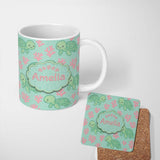 Personalized Custom Name Cute Sea Turtle Coral Cartoon Animal Pattern Charming Kitchen Decor 11oz Ceramic Coffee Tea Mug White Large Handle